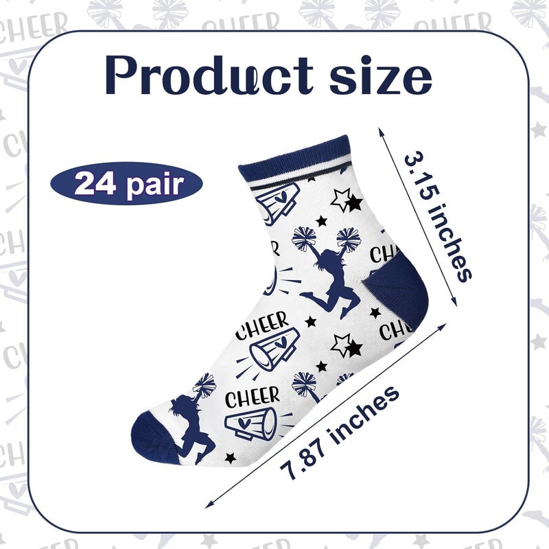 Maiteenly 24 Pairs Ankle Cheer Socks Cheerleading Team Cheerleader Socks for Women Girls Cheer Accessories Gifts - Image 2